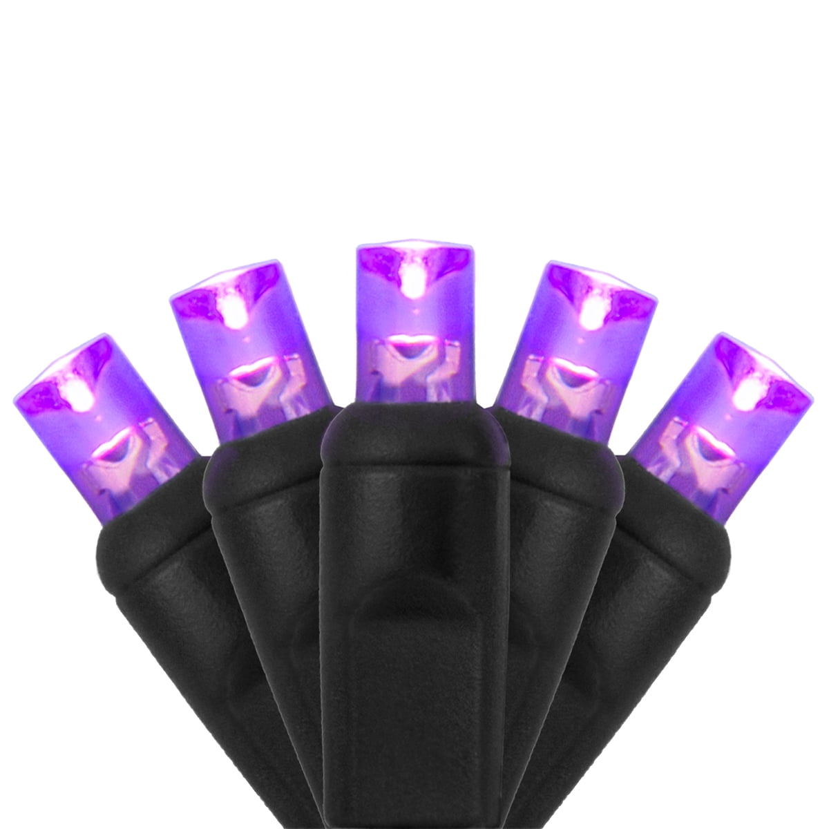 70 LED Purple and Orange String Lights for Halloween Displays Party Decoration, 24', Indoor Outdoor Black Wire