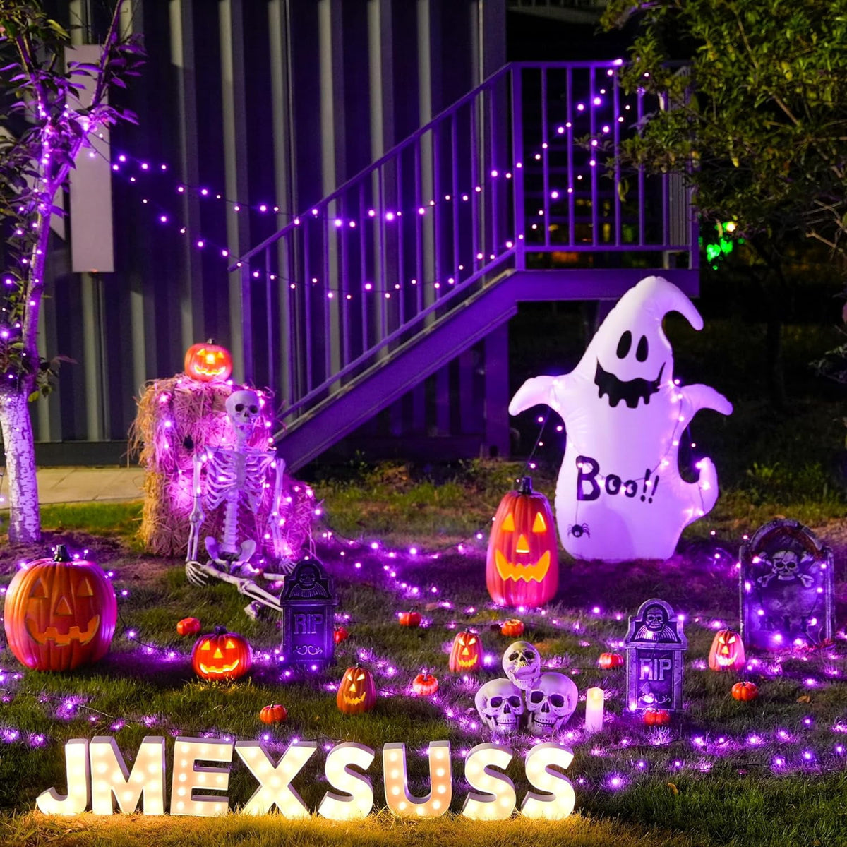 JMEXSUSS 2 Pack Solar String Lights Outdoor, 100 LED 42.7ft White Solar Lights Outdoor Waterproof, 8 Modes Green Wire Solar Christmas Lights for Garden, Wedding, Party, Christmas Tree Decoration