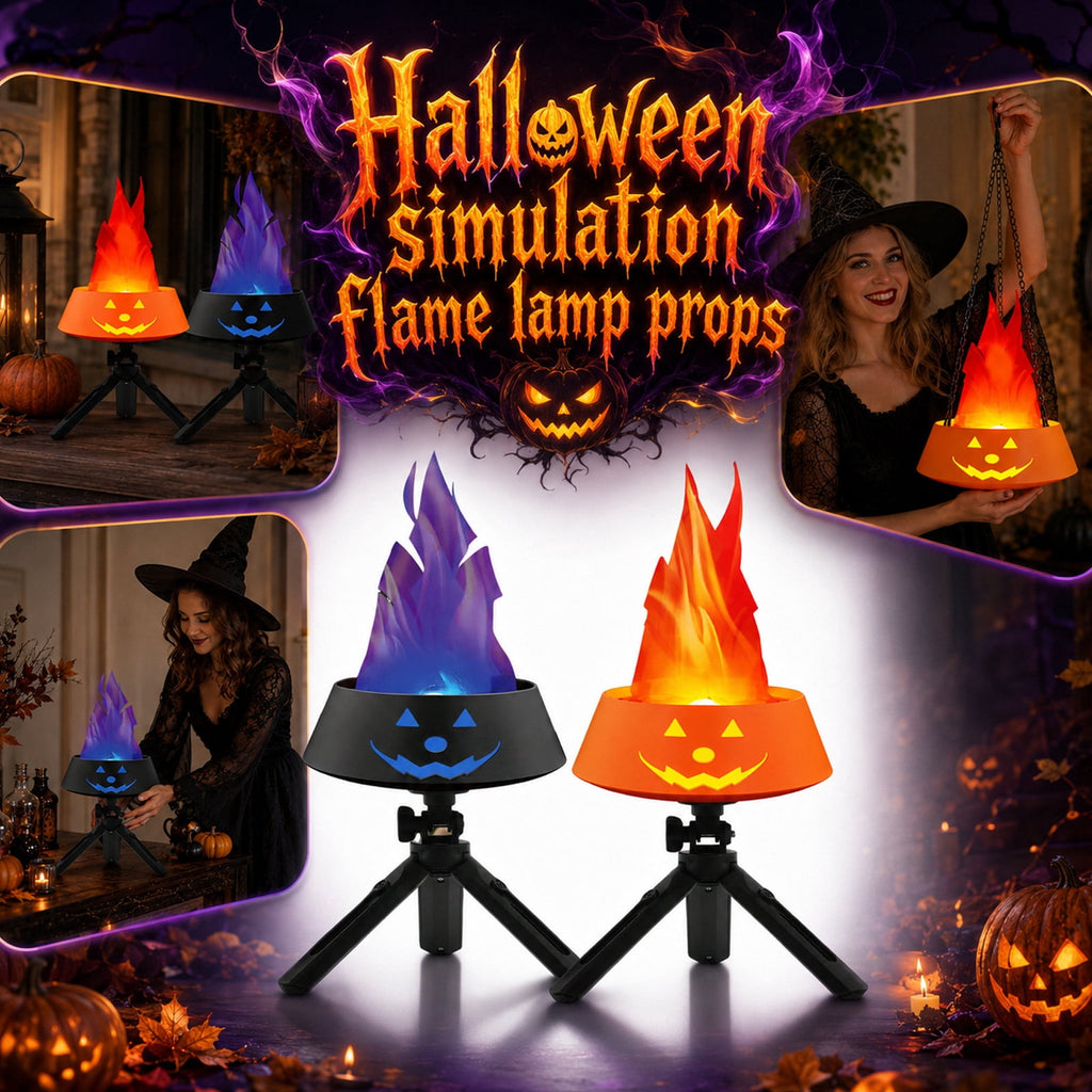 Halloween Pumpkin Flame Light Decoration, Simulated Pumpkin Lamp Desktop Ornament for Home Yard Garden Indoor Outdoor Party Lighting (Black)