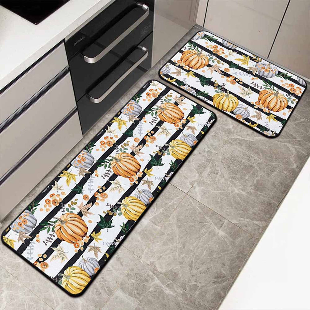 Zhourta Halloween Fall Plaid Outdoor Rug Orange Plaid Outdoor Rug Cotton Hand Woven Check Rug Layered Doormats for Front Door Front Porch Farmhouses Entryway Patio 15.7x23.6 Inch