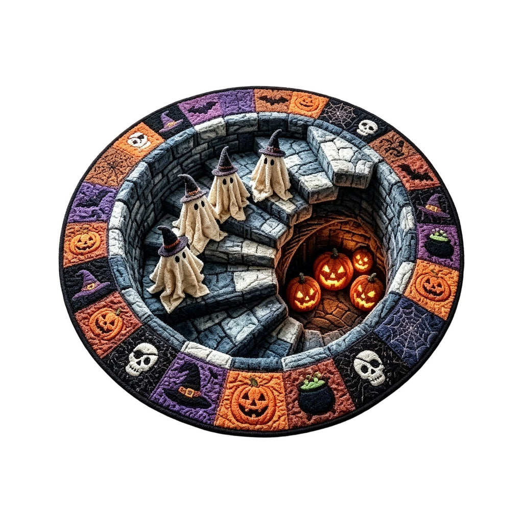 HHJZPR 3D Optical Illusion Halloween Round Rug, 23.6 Inch Spooky Pit Well Ghost Pumpkin Circular Floor Mat, Non Slip Halloween Indoor Front Door Decor Carpet