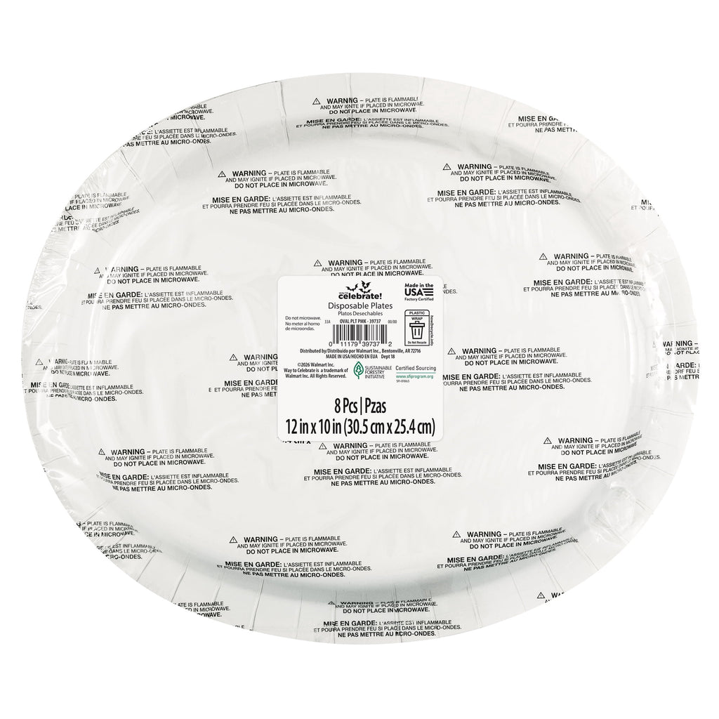 Cute Ghost Oval Disposable Paper Plates, Multicolor, 12" x 10", 8 Count, Halloween by Way To Celebrate