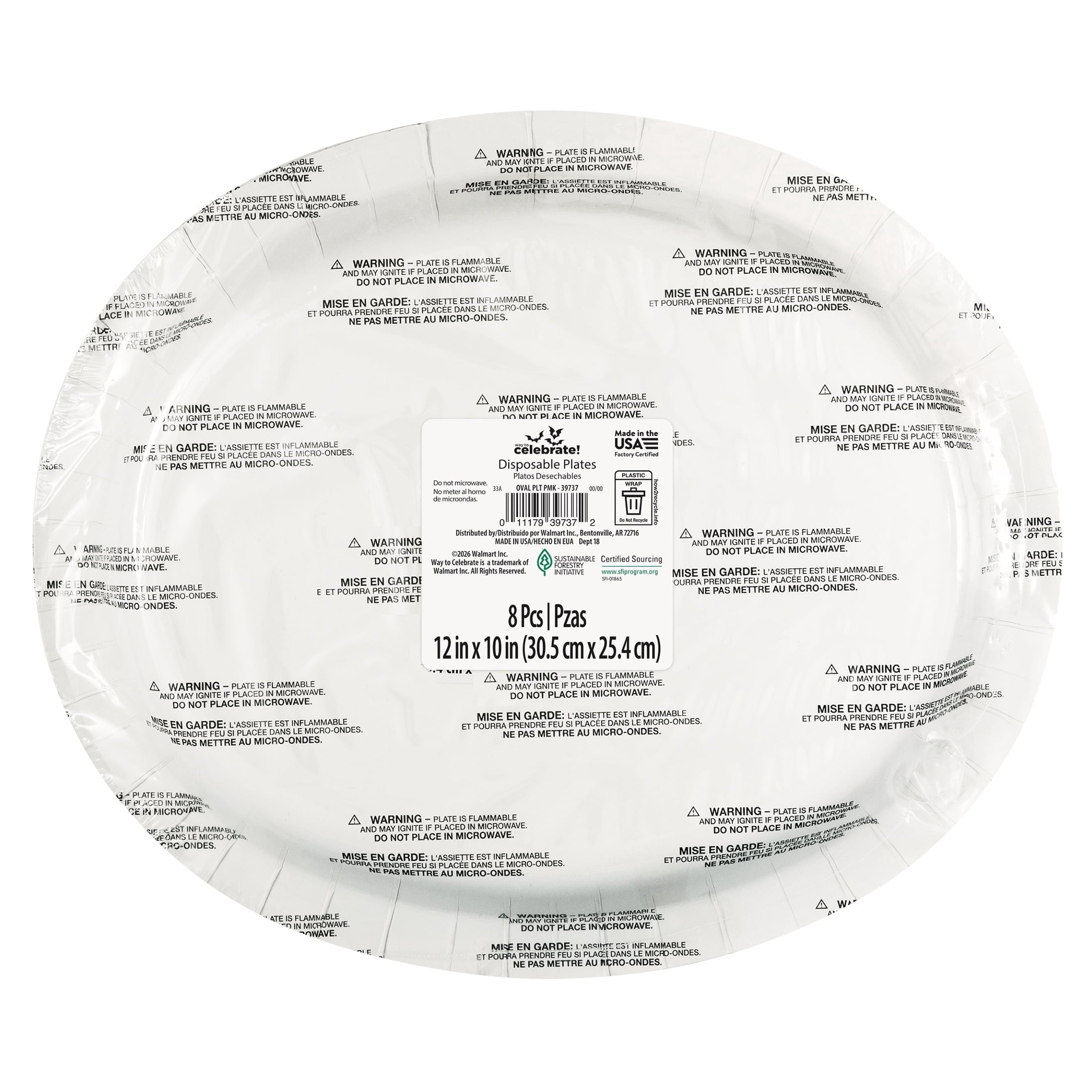 Cute Ghost Oval Disposable Paper Plates, Multicolor, 12" x 10", 8 Count, Halloween by Way To Celebrate