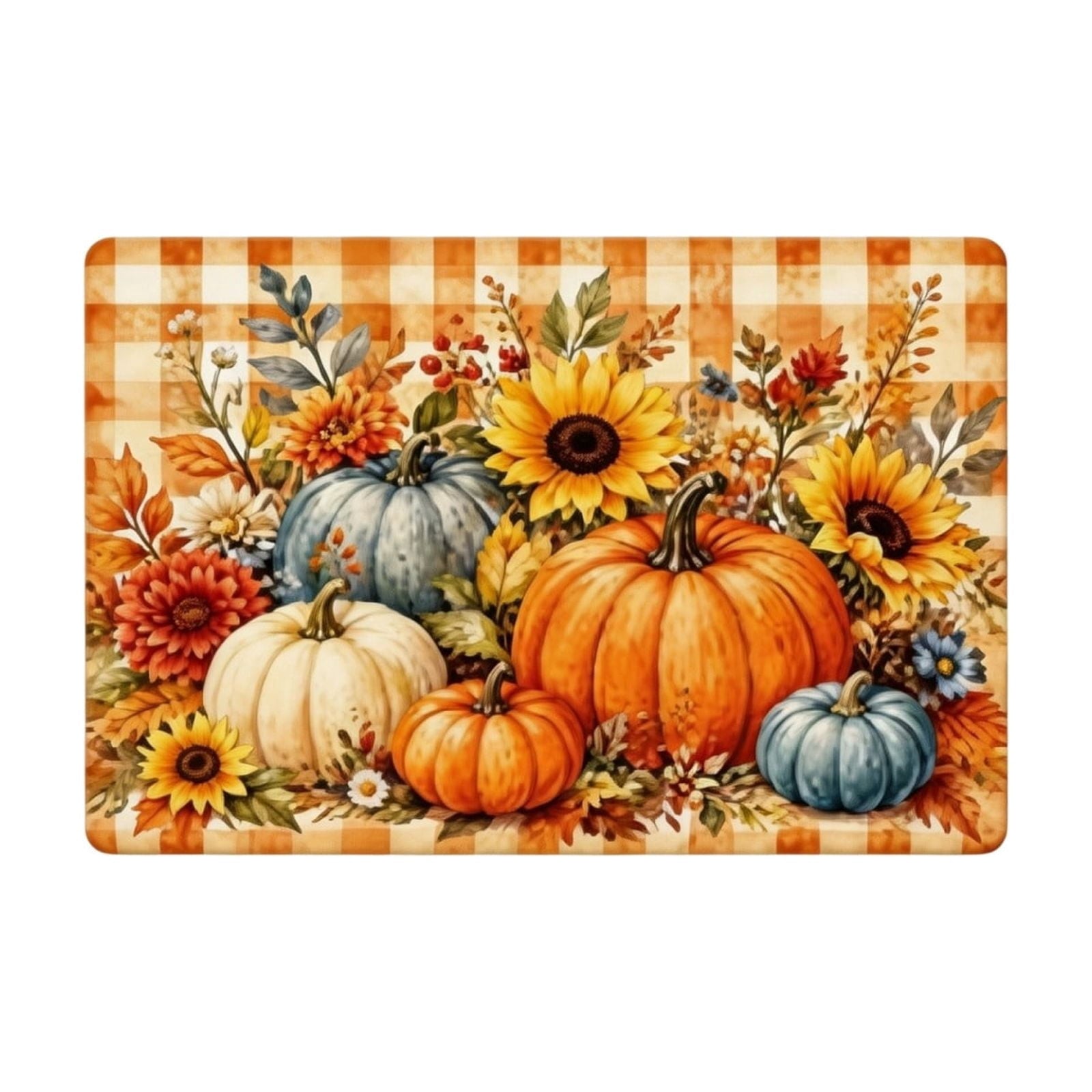 syligr Halloween Thanksgiving Doormat with Maple Leaf & Pumpkin Patterns - Non-Slip Floor Mat for Entryway, Kitchen, Porch, Fall Harvest Decor Rug with Anti-Fatigue Backing, Gift for Thanksgiving