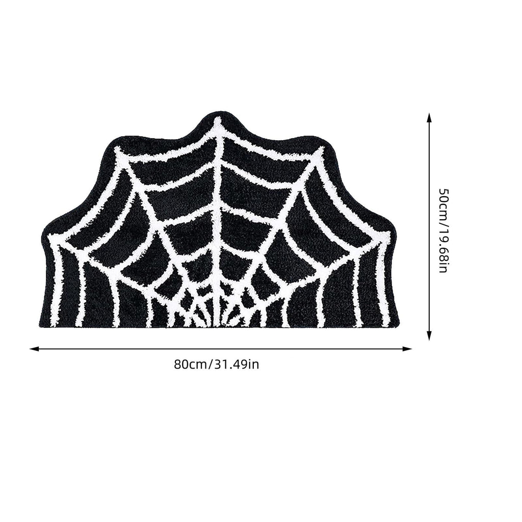 Wadada Spider Web Bath Mat Rug, 31x20 Inch Halloween Bathing Mat Non-Slip Rugs,Spiderweb Gothic Area Carpet,Goth Rug for Front Door,Kitchen,Living Room,Bedroom,Machine Washable (1PCS)