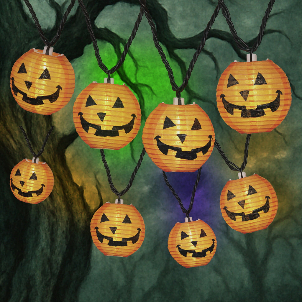 Indoor/Outdoor 10-Count LED Orange Pumpkin Lantern String Lights, Warm White, 6.5', Halloween by Way To Celebrate