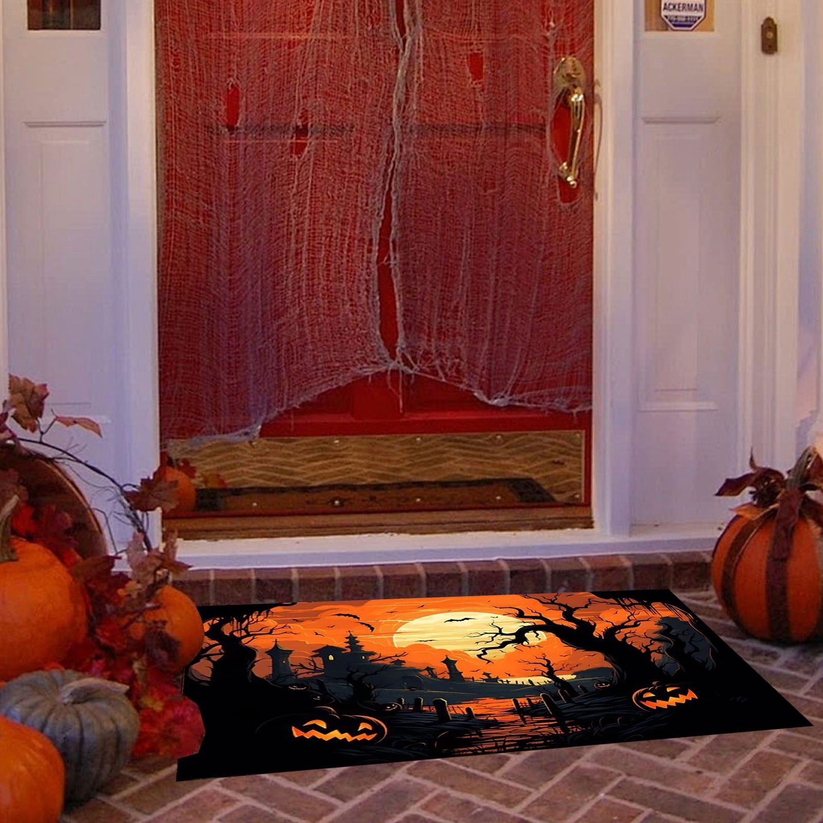 Vggrvlo Under5 Halloween Kitchen Rugs Mats for Floor Non Slip Extra Thick Chenille Door Mat Machine Washable Bath Mats Halloween Decorations