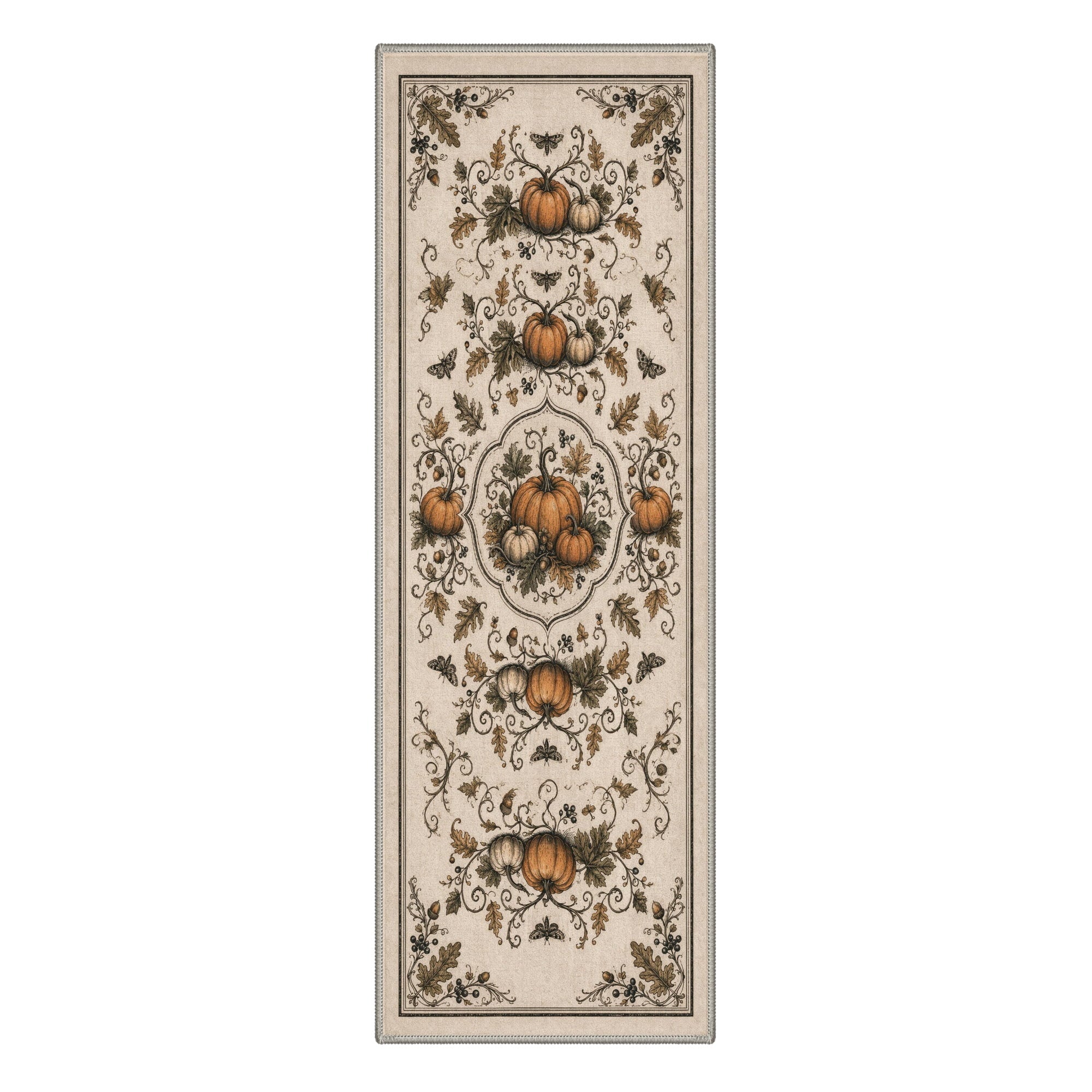 GENIMO 2'x7' Halloween Runner Rug, Washable Non Slip Soft Farmhouse Pumpkin Indoor Outdoor Hallway Runner for Porch Patio Kitchen Entryway, Vintage Sepia