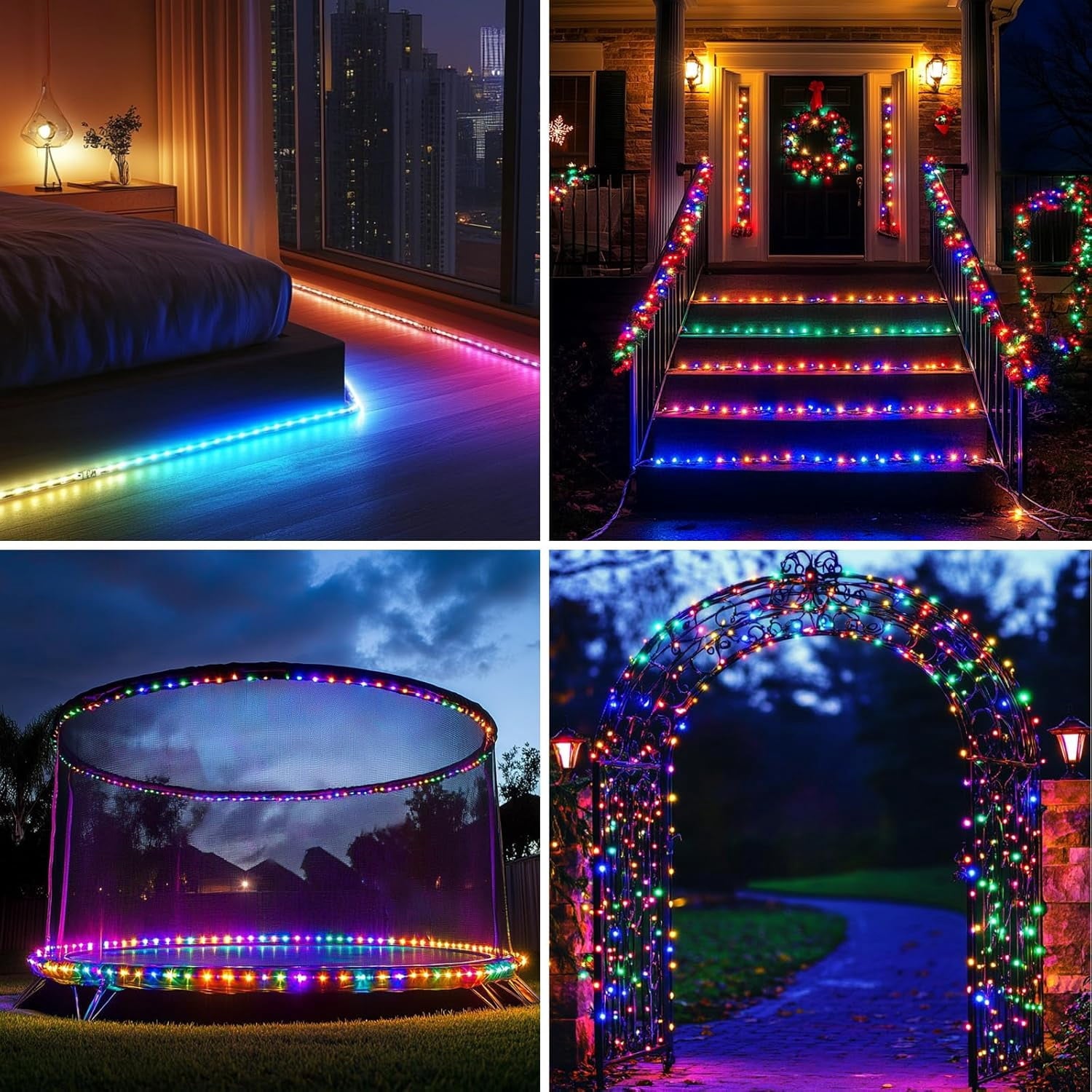 Solar Rope Lights Outdoor Waterproof 100LED Tube String Lights with USB Rechargeable Timer 8 Modes Dimmable Twinkle Fairy String Light for Trampoline Yard Pool Party Wedding Christmas