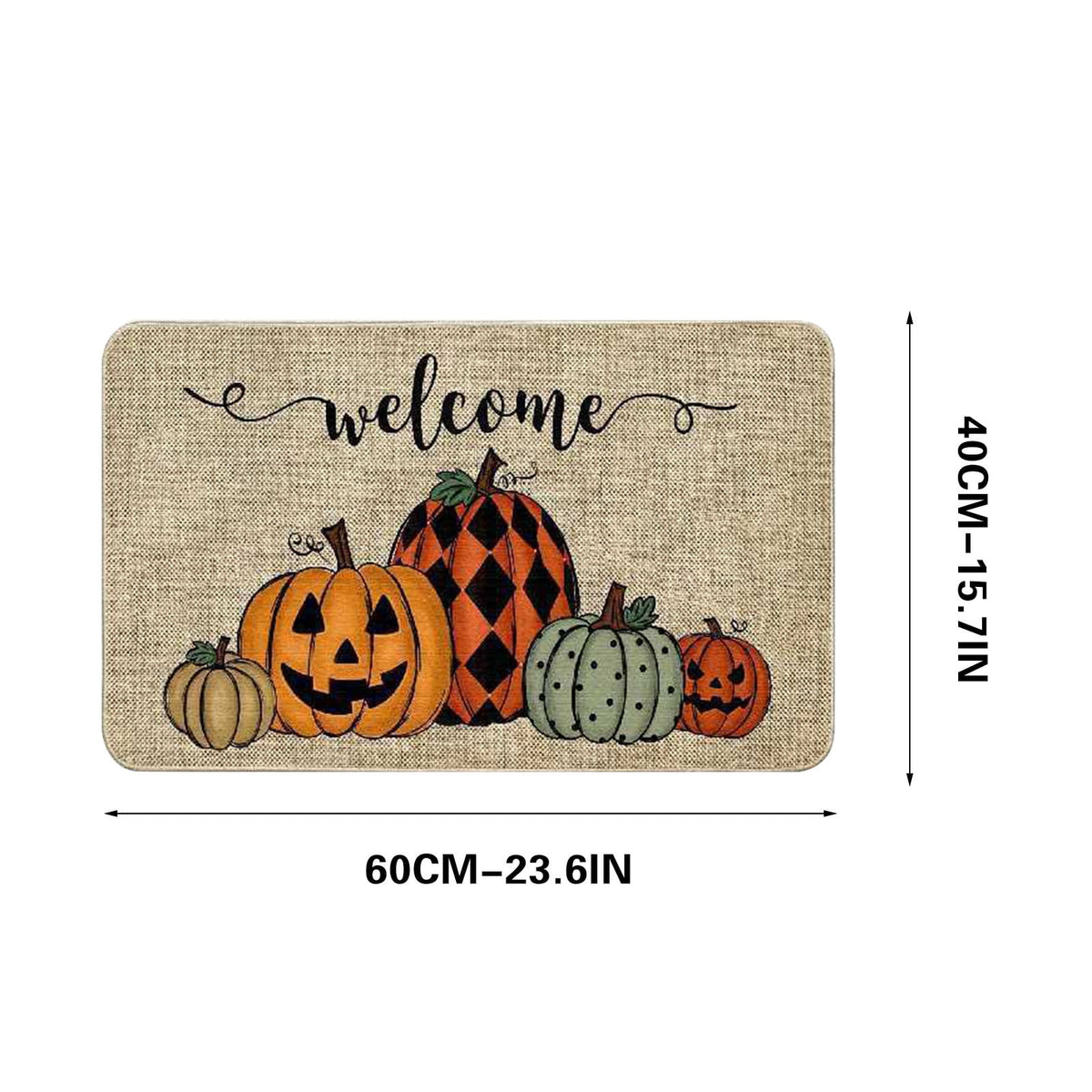 JOGZMZ Halloween Pumpkin Floor Mat Water Absorbing and Dirt Entrance Mat Scary Decorative Floor Mat