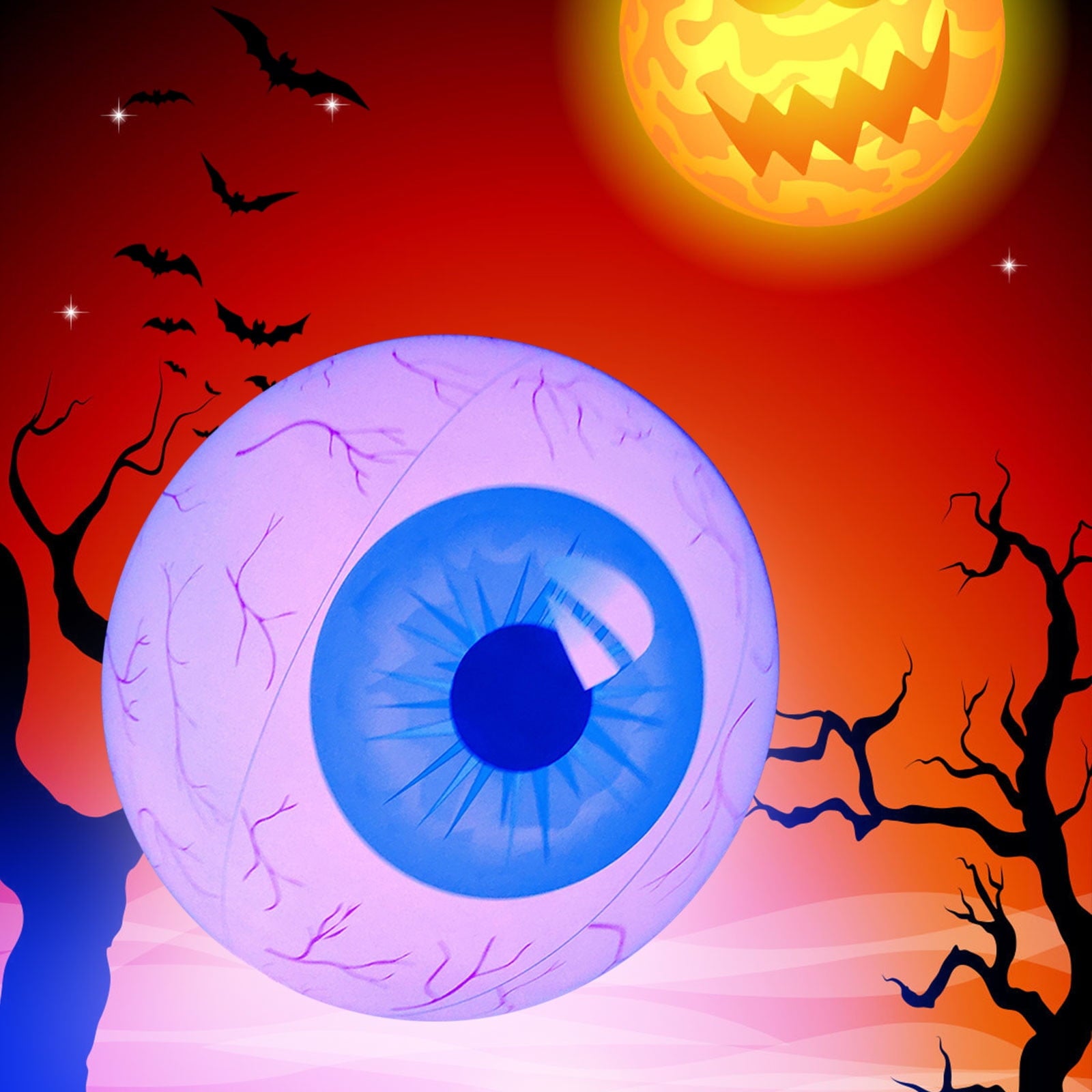 Kumdkd 15.7" Halloween LED Eyeball Inflatable Decor - Color Changing Party Balloon with Remote Control for Indoor/Outdoor Scary Decorations