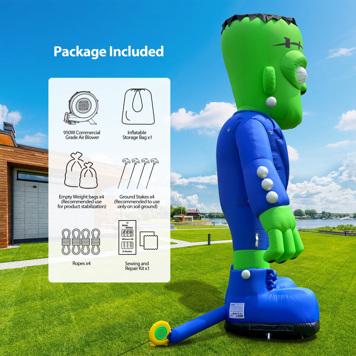 Wellcomer 20ft Giant Inflatable Frankenstein with Blower - Halloween Outdoor Decor