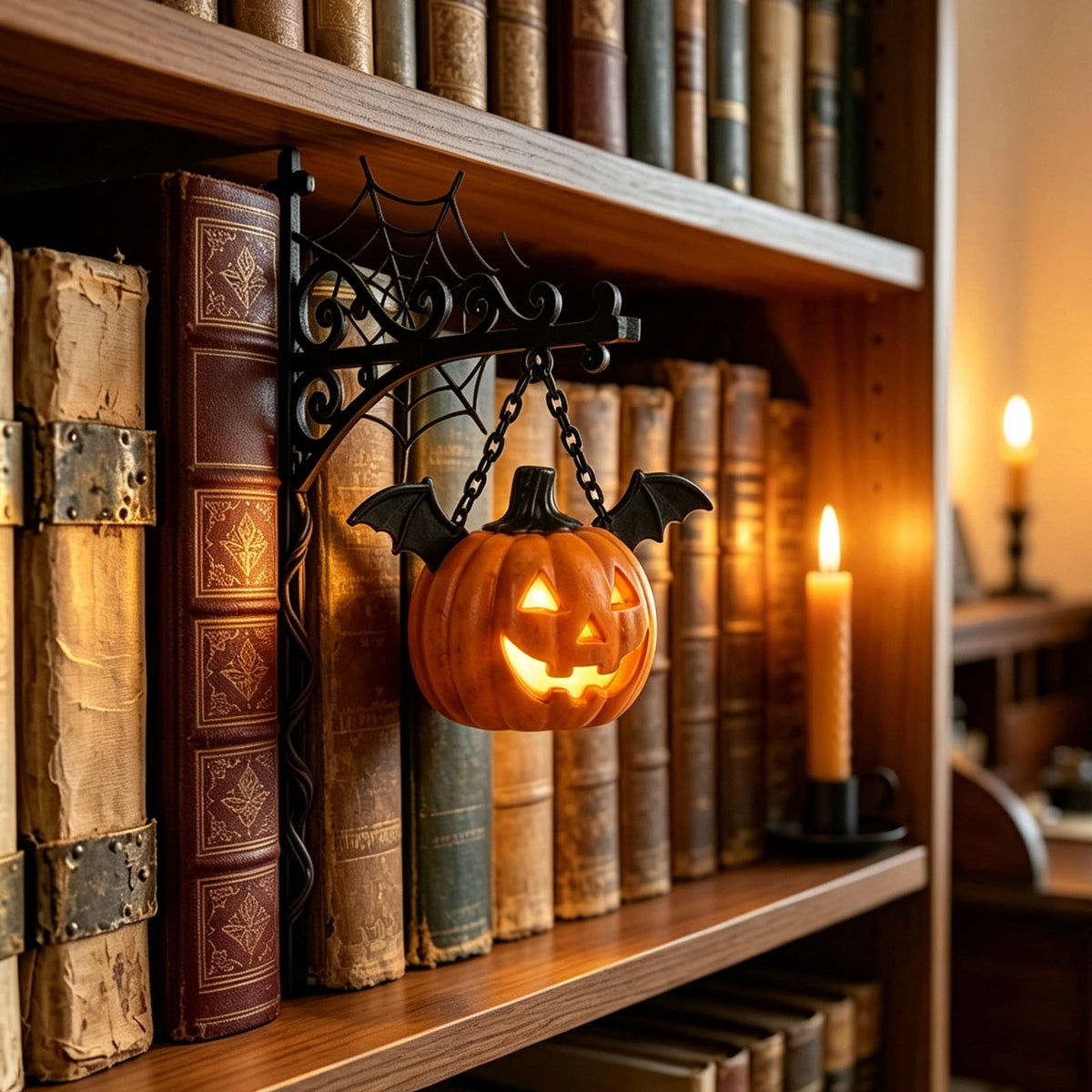 Nkmbld Halloween Bookshelf Lamp, Vintage Library Lantern Decorative Bookshelf Lighting, Hanging Ghost Lantern Book Shelf Light, Halloween Decorations Indoor