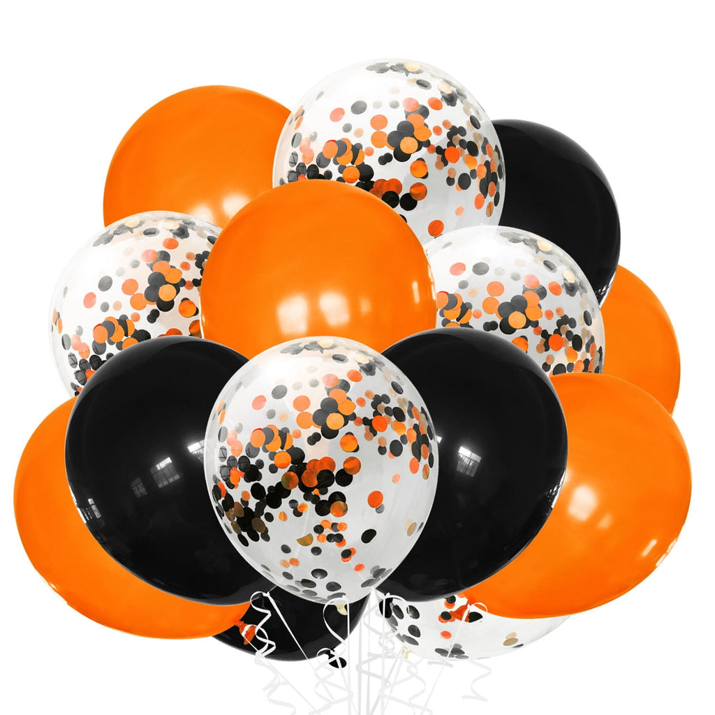 Uutvmp 80PCS Orange, Black, White Foil Confetti Balloons,12 inch Latex Balloon Inside for Halloween Party Decorations, Ghost Festival Party Scene Layout