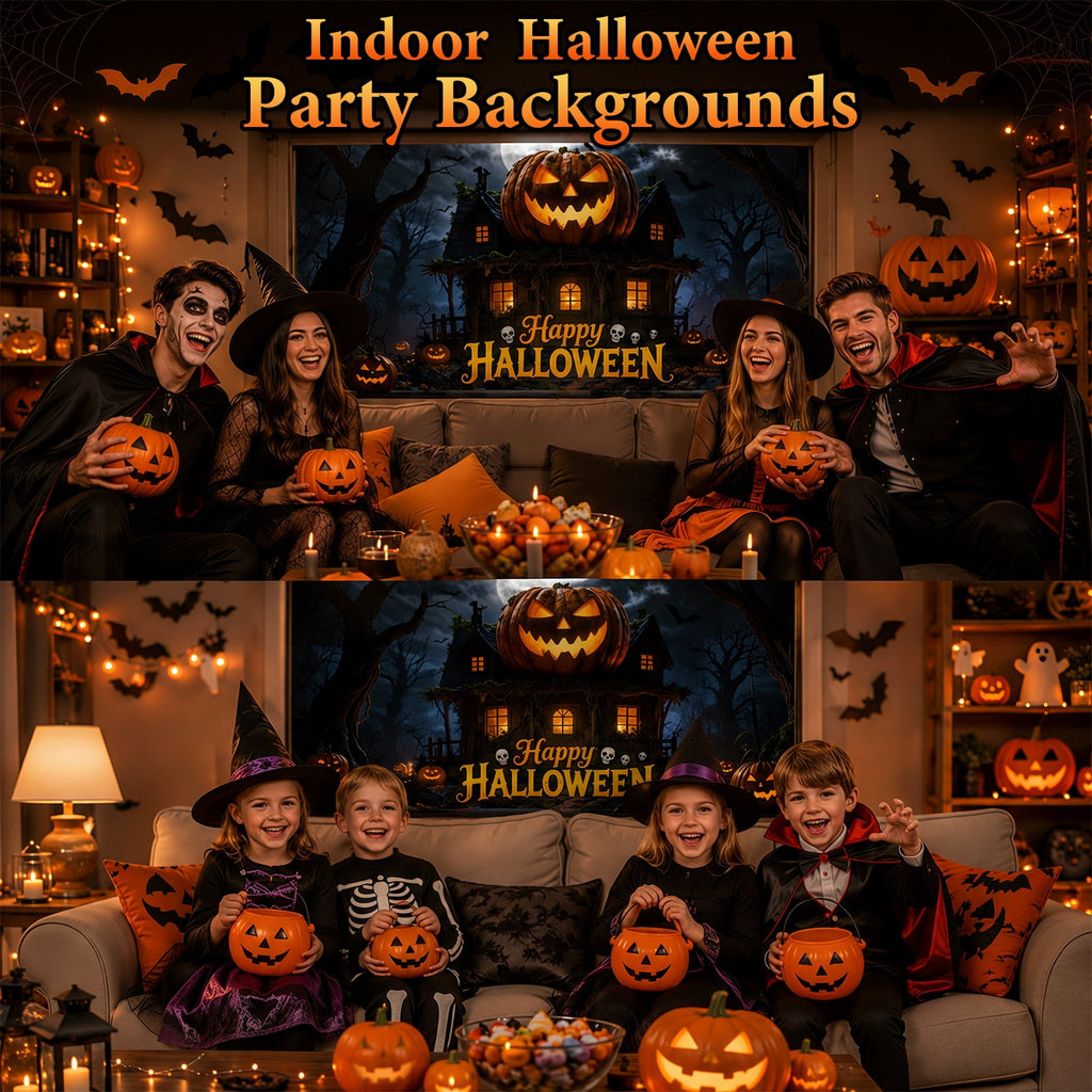 Lifestance Halloween Garage Door Banner, 16 x 7 ft Haunted Pumpkin Manor Garage Door Cover, Outdoor Halloween Decoration with Hanging Kit for Parties, Home & Yard Décor
