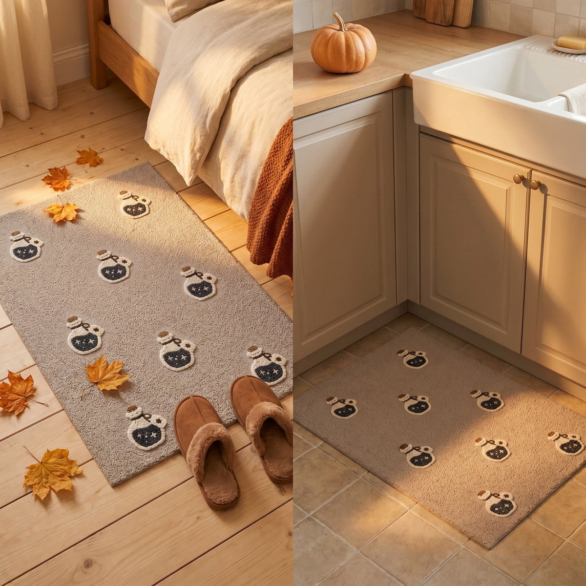 OutmaxHome Halloween Theme Cute Ghost Print Doormat, 15.8x23.6 Inch Non-Slip Absorbent Mat, Easy to Clean, for Front Door, Porch, Farmhouse