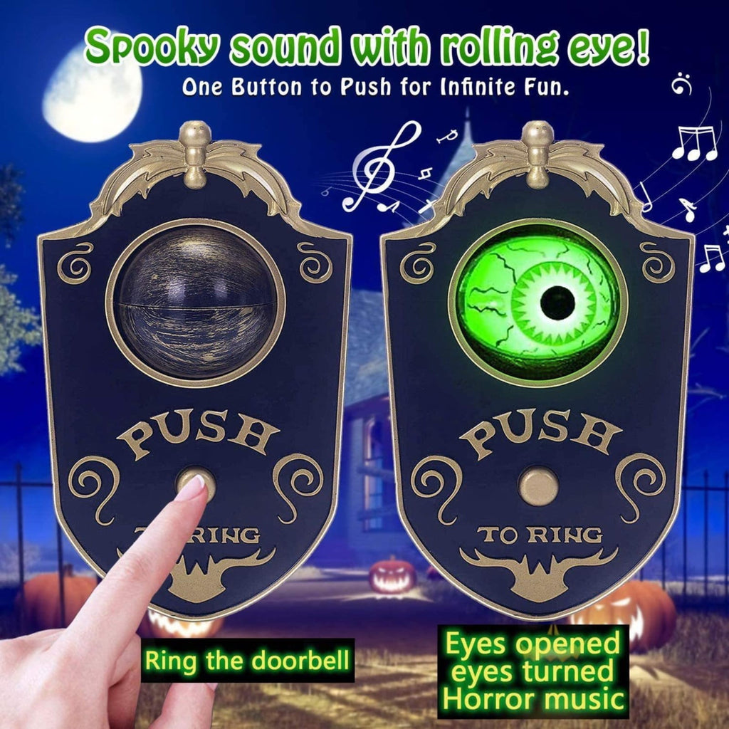 Halloween Decoration, Halloween Doorbell, Haunted Doorbell Animated Eyeball Halloween Decor with Spooky Sounds, Haunted House Halloween Prop Decoration, 4.3x7.1"