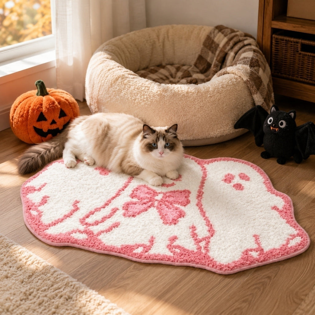 WWC Halloween Door Mat, 32x20 inch Halloween Decor Thick Non Slip Ghost doormat, Entryway Rug for Fall Party Indoor Outdoor Front Porch