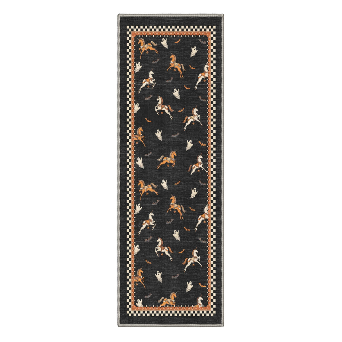 GENIMO 2'x3' Halloween Doormat, Washable Non Slip Soft Whimsical Cat Outdoor Door Mat for Front Door Covered Porch Patio Entryway, Rustic Black