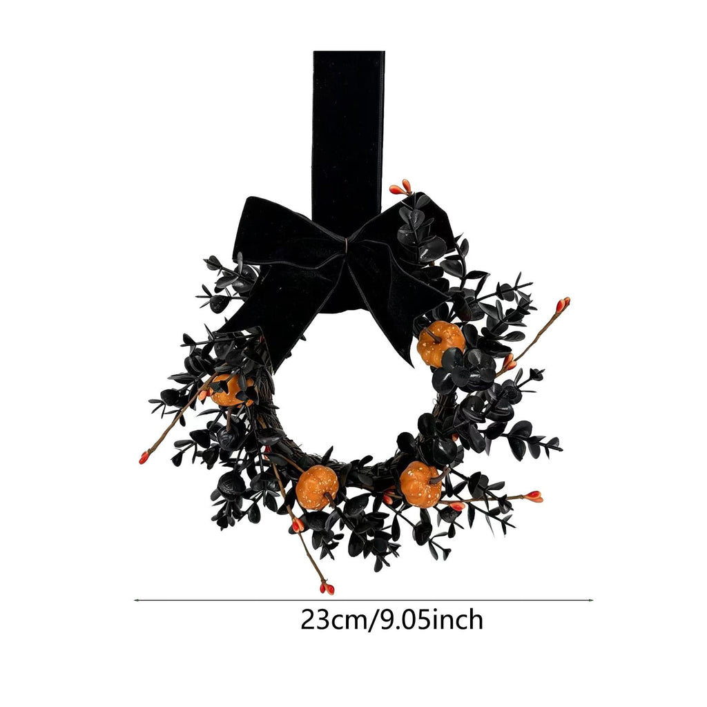 Boovnll Halloween Wreath, 18" Horror & Novelty Handmade Black Twig Glitter Bats Halloween Wreaths for Front Door Fireplace Wall Porch Party Decor, Halloween Decorations
