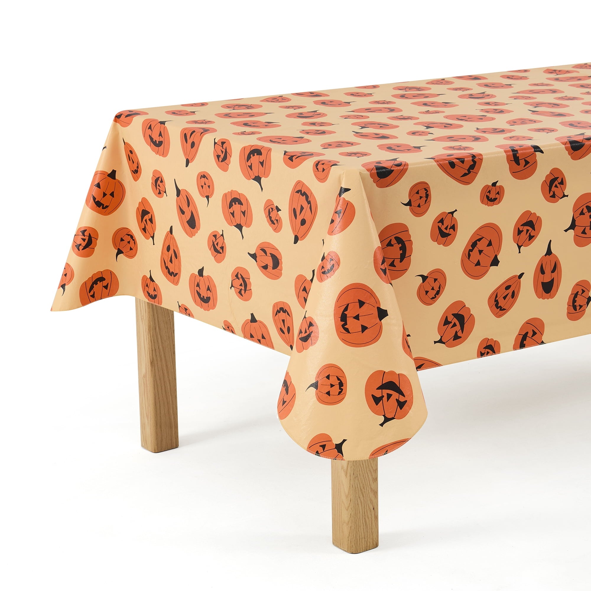 Way To Celebrate Halloween PEVA Tablecloth, Indoor & Outdoor Table 60" x 102" - Pumpkin Toss