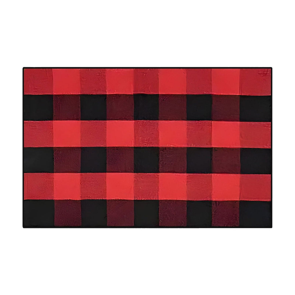 Guozer Fall Outdoor Rug Orange Plaid Outdoor Rug Cotton Hand-Woven Check Rug Layered Doormats For Front Door/Front Porch/Farmhouses/Entryway/Patio 23.6''x 35.4''