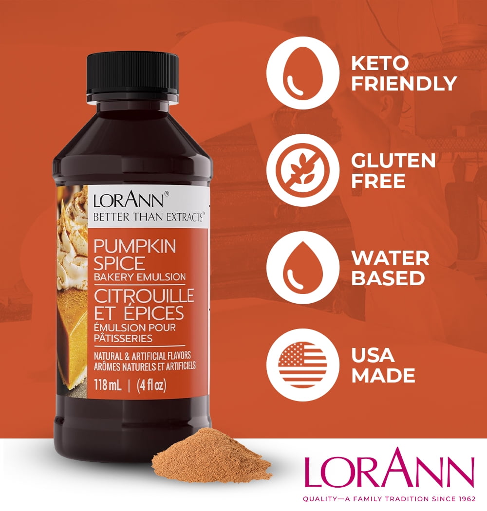 LorAnn Oils Pumpkin Spice Flavoring For Baking - Emulsion Pumpkin Spice Extract Substitute - 4 oz