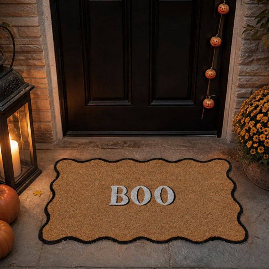 Lypsnake Natural Coco Coir Doormat - "Love Grows Here" Printed with Delicate Floral Pattern, Non-slip Absorbent Entry Mat for Home Entrance Porch Patio and Outdoor Decoration