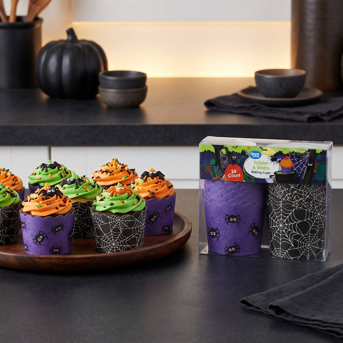Great Value Spider and Webs Baking Cups, 24 Count