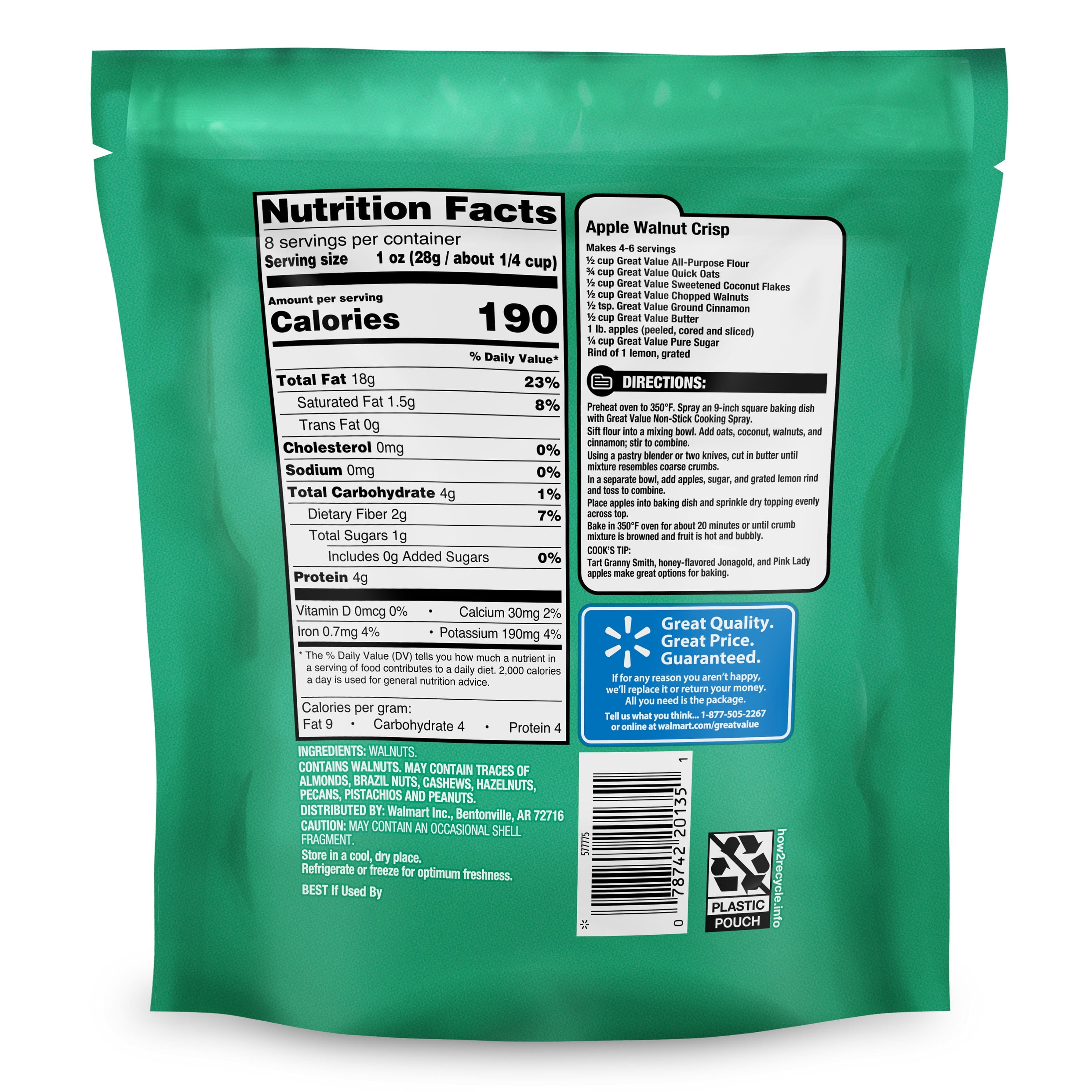 Great Value Chopped Walnuts, 8 oz