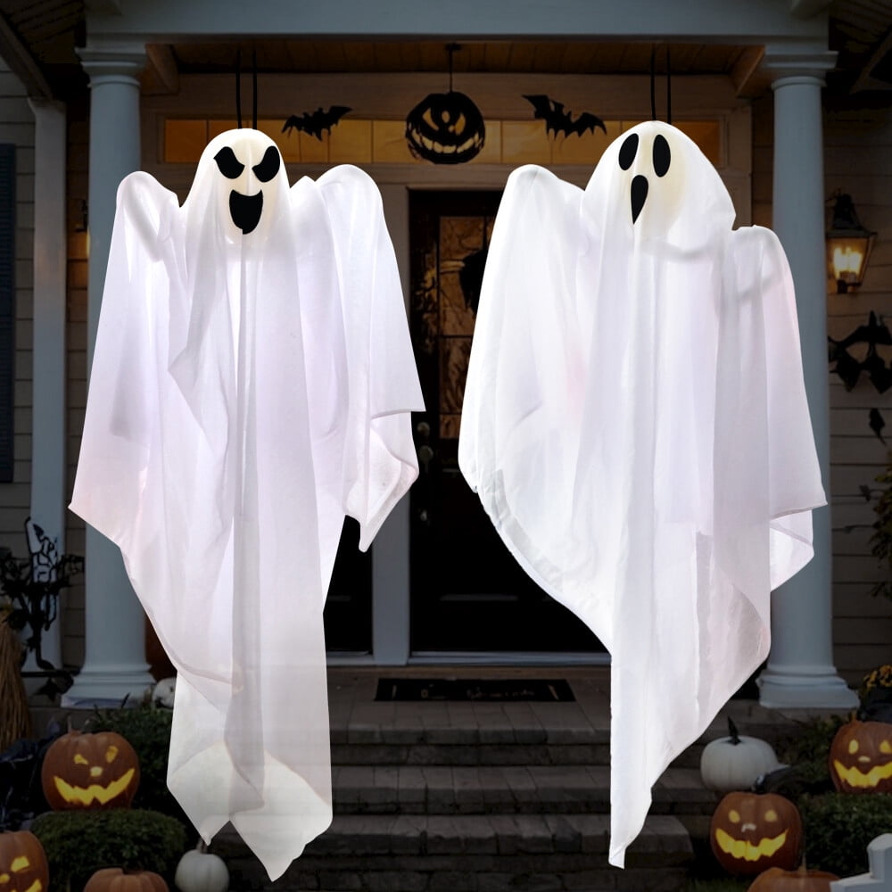 Joyfy 3 Pack Halloween Hanging Ghosts Decorations,27.5" Cute Scary Flying Ghosts Outdoor Hanging Halloween Decorations Yard Decorations