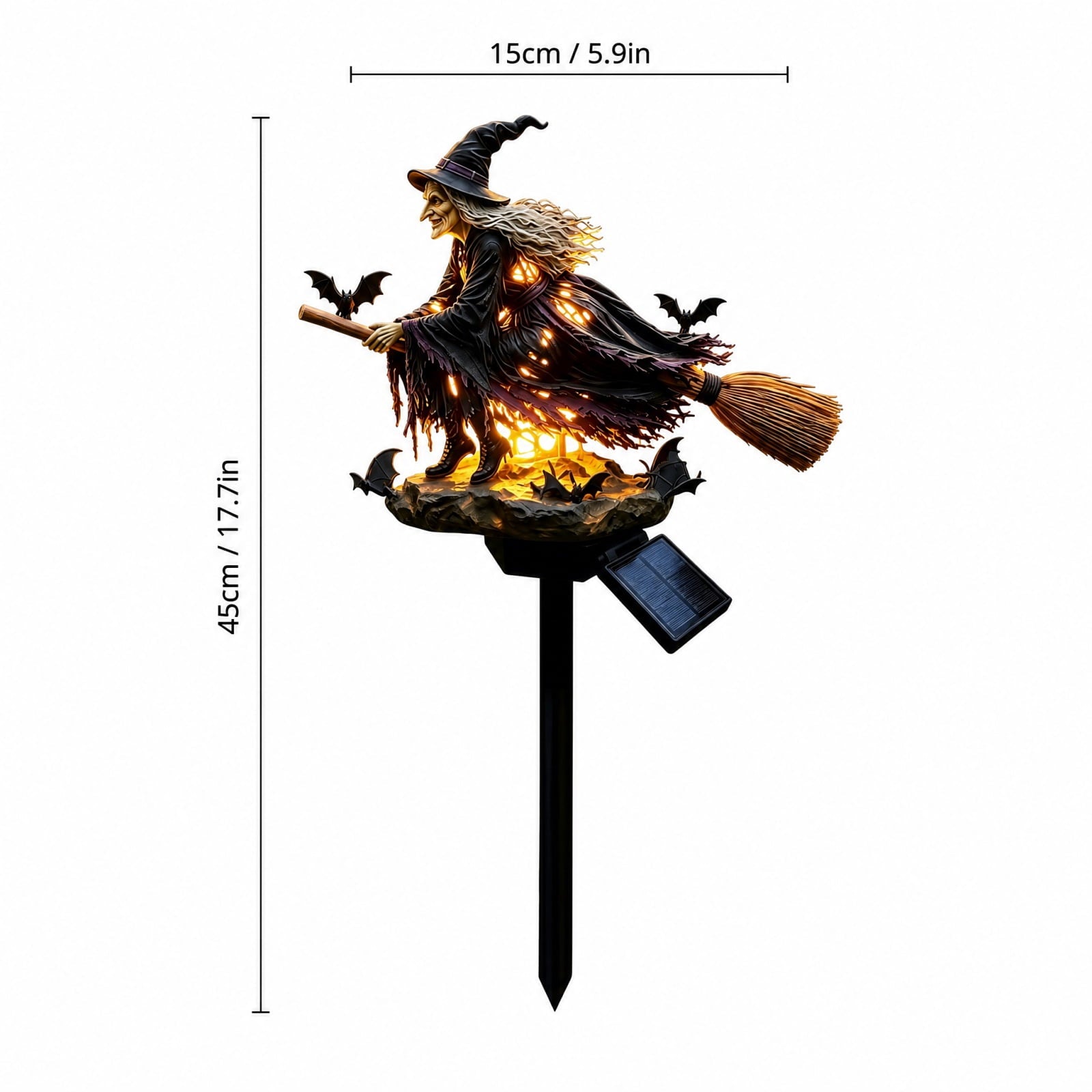 Halloween Witch Cauldron Garden Light, 3D Witch Cauldron LED Projector Outdoor Decor, Solar Powered Garden Stake Light with Halloween Shadow Projection Effect