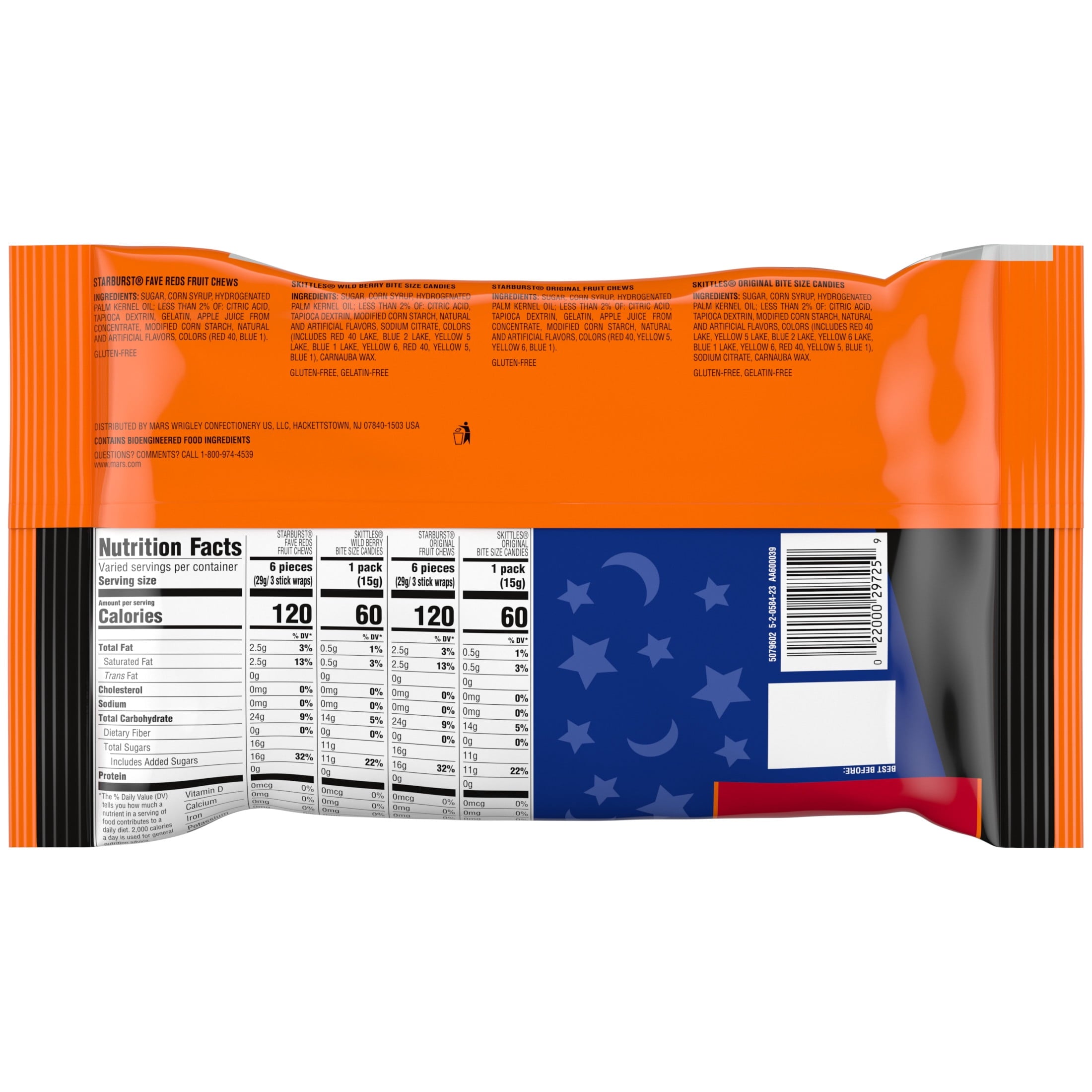 Skittles & Starburst Fun Size Chewy Halloween Candy Variety Pack, 80 Ct Bulk Bag