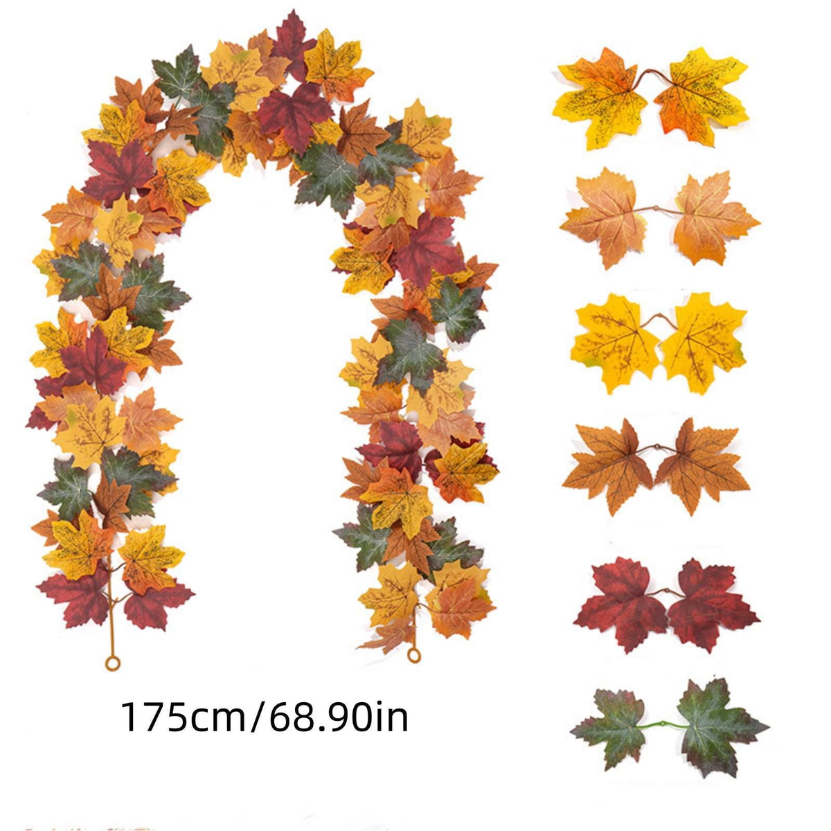 WKSCLPAI Halloween Maple Leaf Garland, Fall Vine Wreaths for Autumn Festivities Decor,Seasonal Garlands for Home,Halloween & Fall Decorations