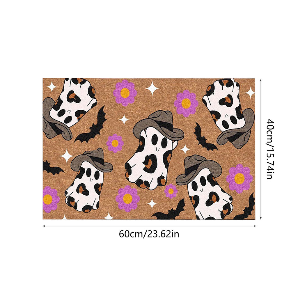 Holloyiver Halloween Fall Doormat, Cowboys Ghost Non Slip Outdoor Mat, Halloween Decorative Floor Mats, Welcome Ghost Coir Doormats Front Porch Rugs for Indoor Layering Entryway Decor