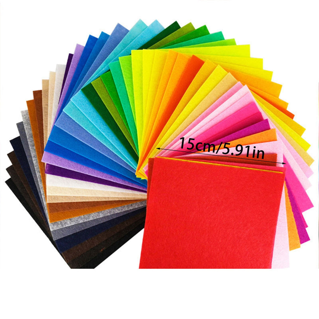 50 Pcs Felt Fabric Sheets, 6x6 Inch Nonwoven Craft Squares, Soft DIY Sewing Patchwork Embroidery Fabric for School Projects Festival Decor, Assorted Color DIY Craft Squares