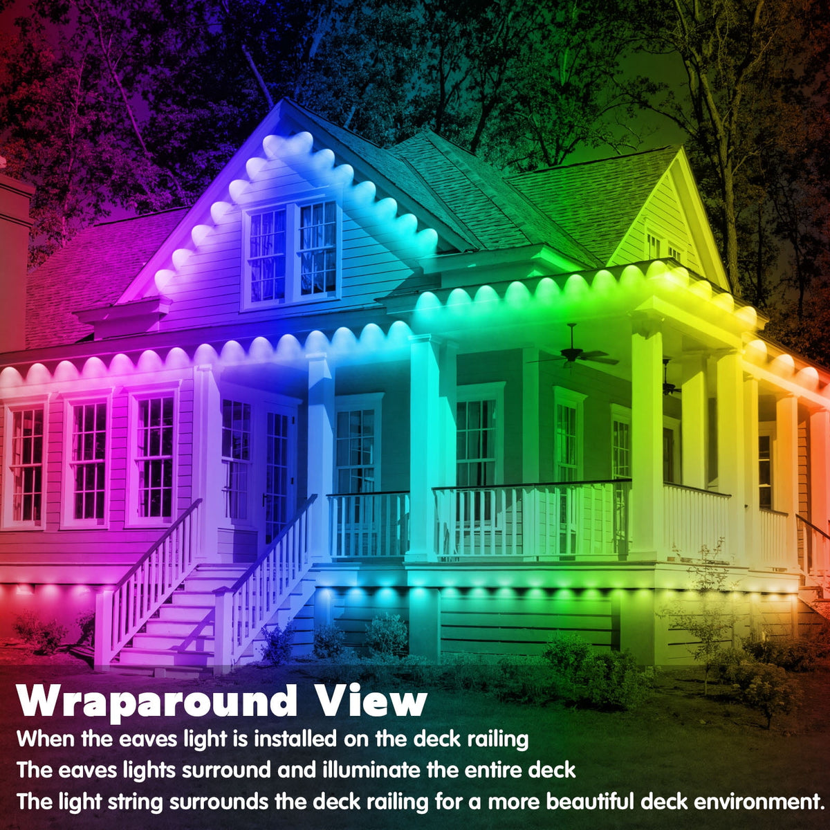 150FT Permanent Outdoor RGB Lights - Waterproof Smart LED Eaves Lights with App/Remote Control, Music Sync & DIY Scenes, Perfect for Christmas, Halloween, Parties & Daily Decor, Ideal for House Roof