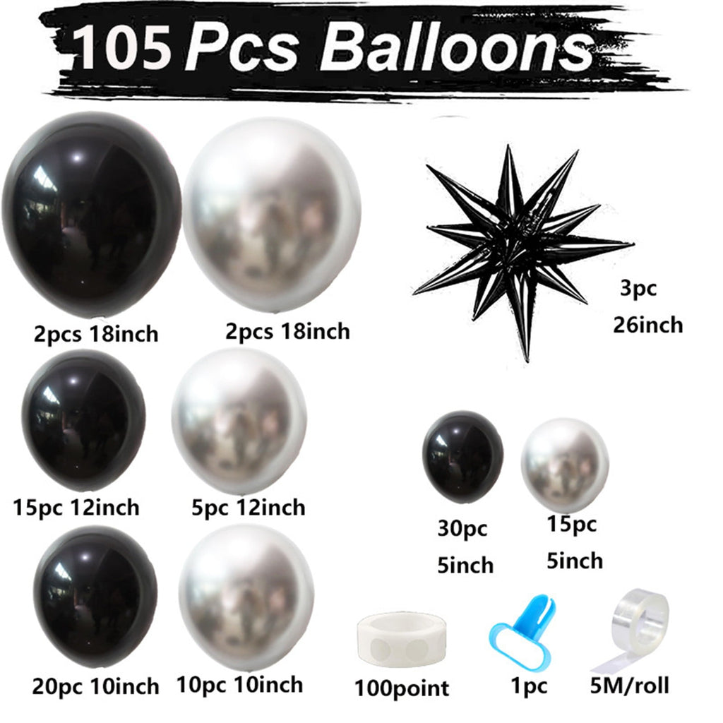 Hvmvliv Halloween Balloons Set Black Balloons Set, 105Pcs White Balloons Arch Ornament Halloween Balloons for Halloween Celebration Party Bar Anniversary Graduation Decoration(105pcs)