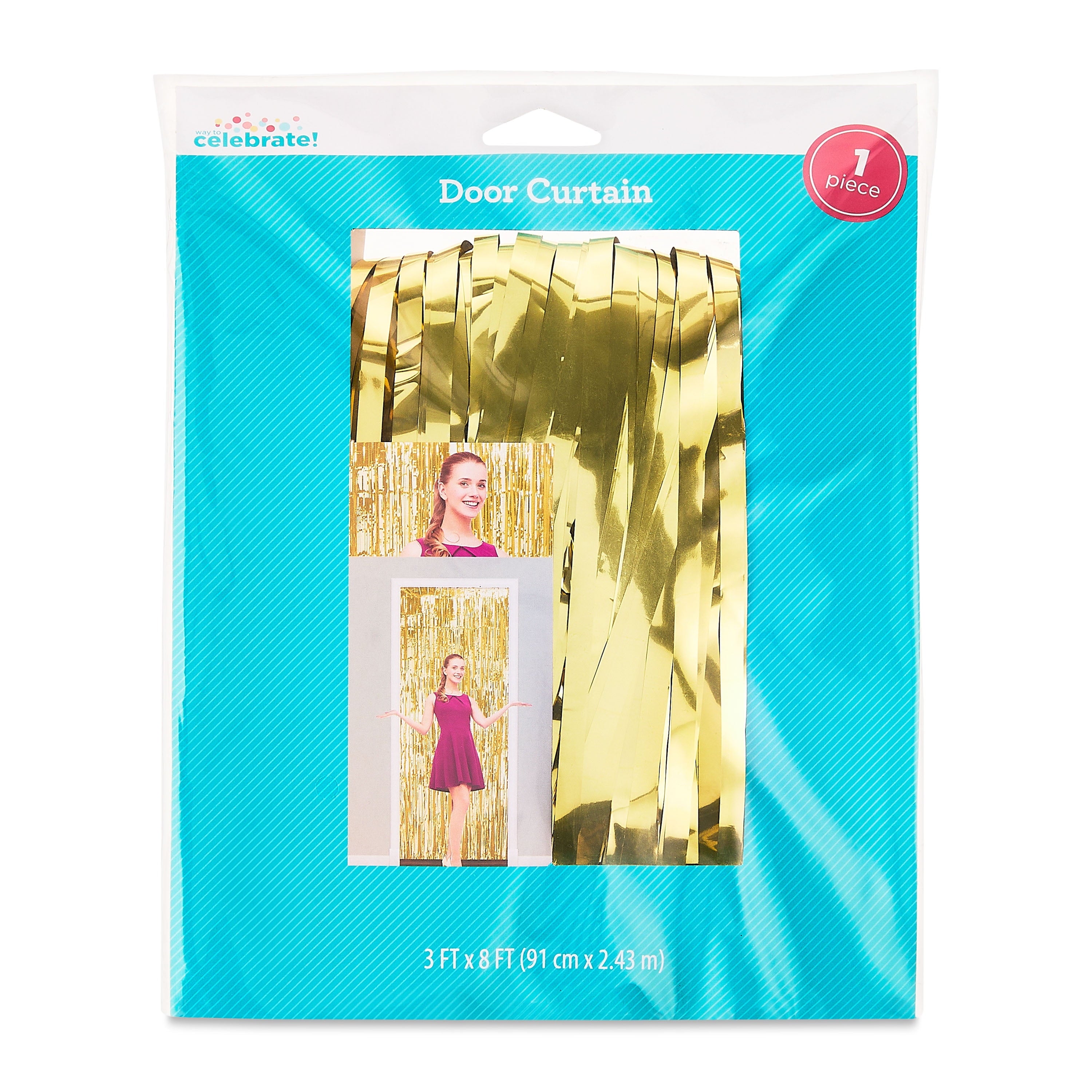 Gold Foil Door Curtain, 8' x 3', Party Banners, by Way To Celebrate