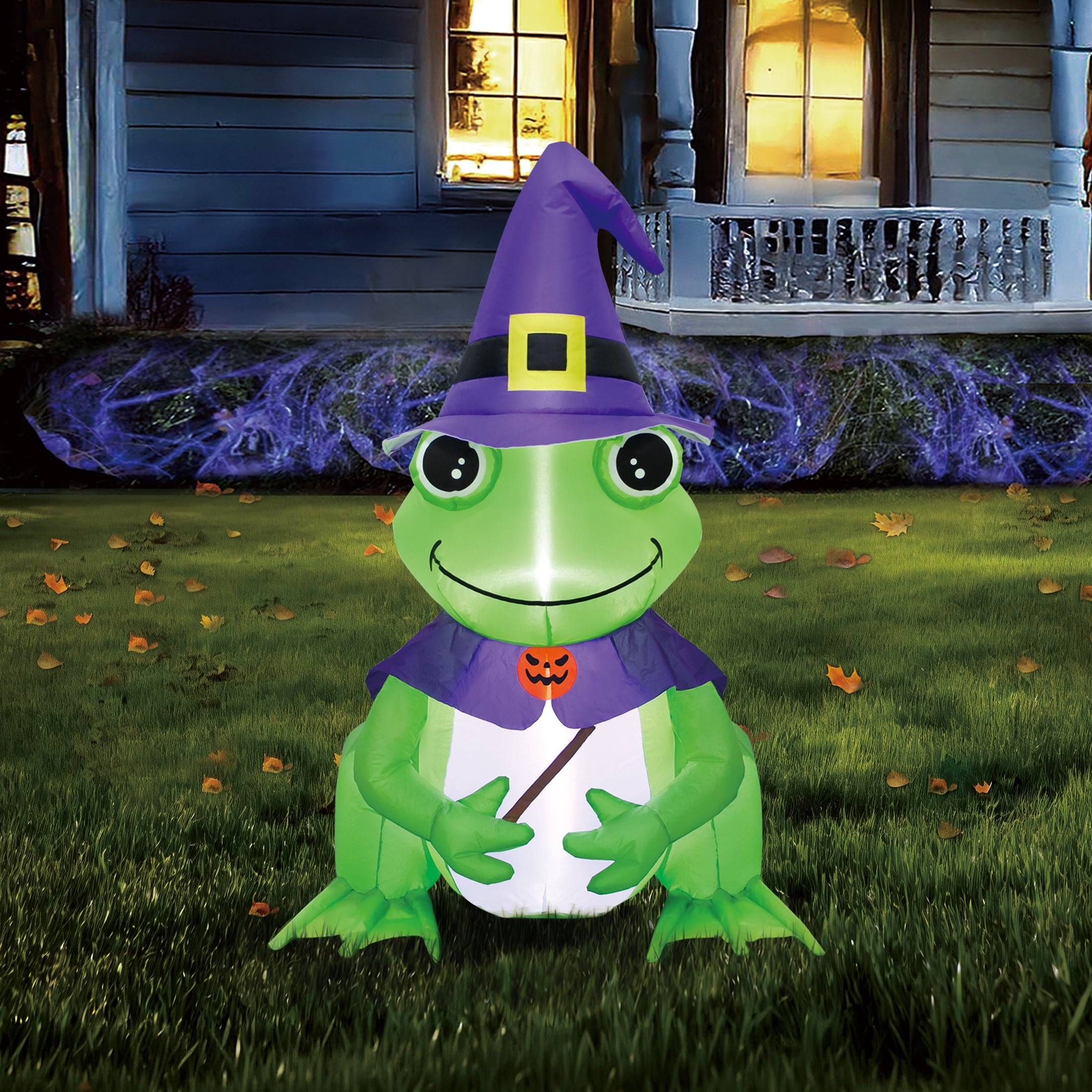 Wizard Frog Airblown Yard Inflatable, Purple and Green, 3.5', Halloween by Way To Celebrate