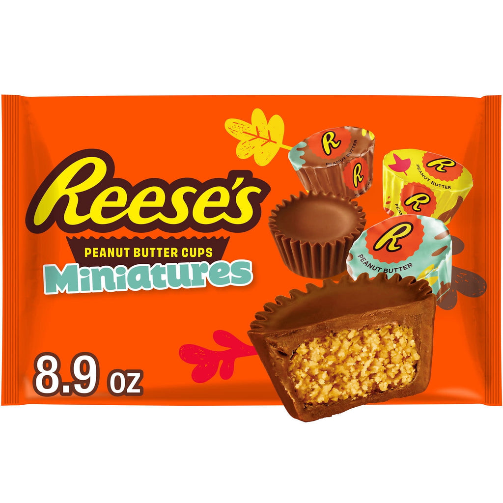 Reese's Miniatures Milk Chocolate Peanut Butter Cups, Fall Candy Bag, 8.9 oz