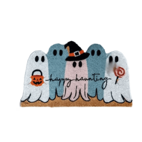 Halloween Doormat Ghost Bath Mat 23.6x15.7in Secure-Grip Absorbent Soft Faux Fur Rug for Bathroom Bedroom Living Room Decor by OVFUIZ