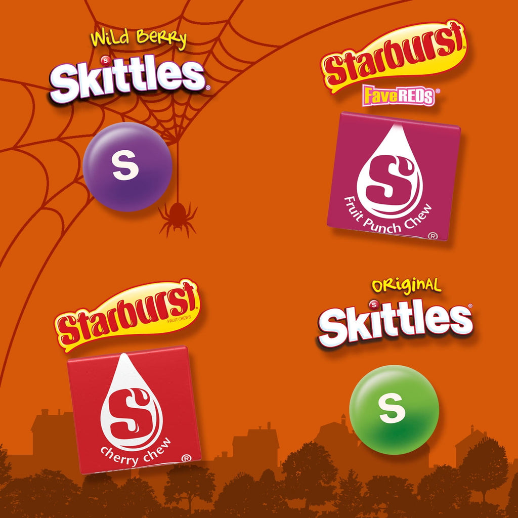 Skittles & Starburst Fun Size Chewy Halloween Candy Variety Pack - 105 Ct Bulk Bag