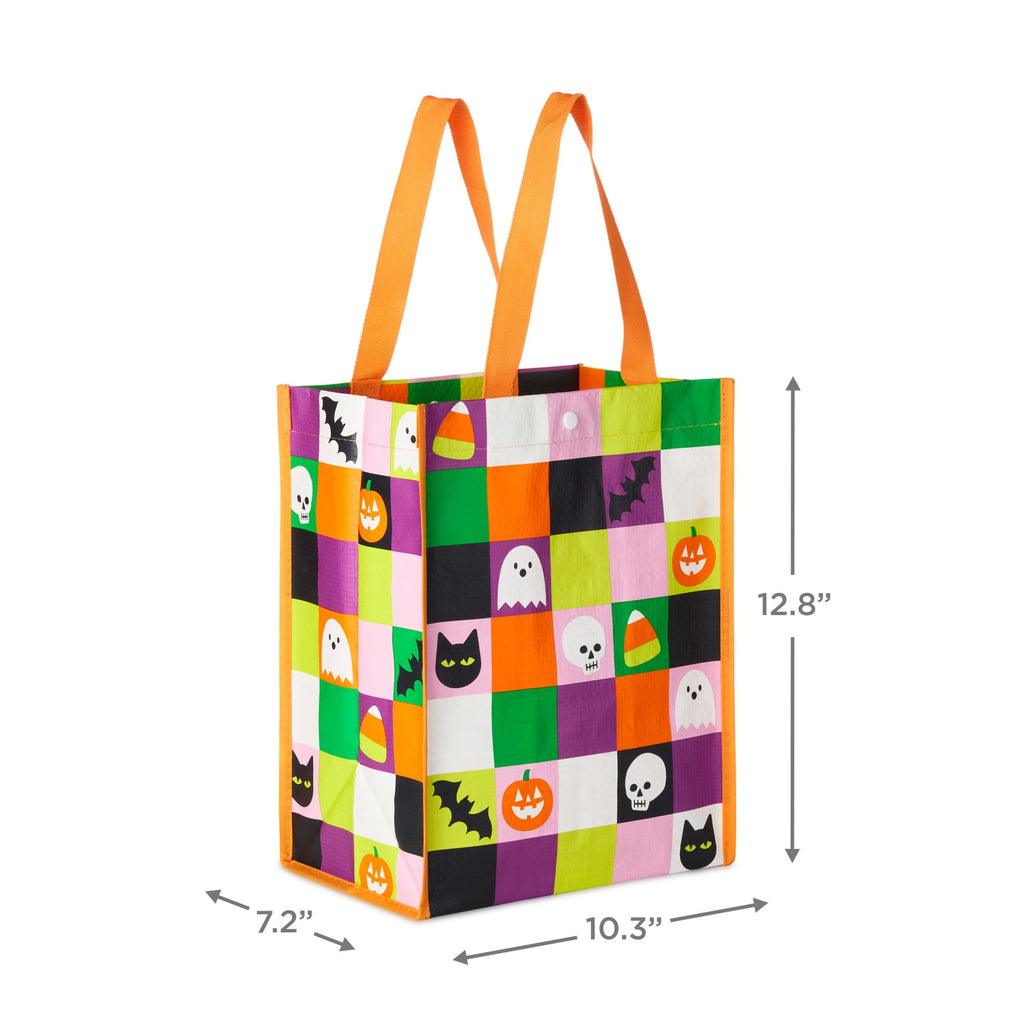 Hallmark Large Halloween Tote Bag (Ghosts, Candy Corn, Bats, Cats), 1 Count