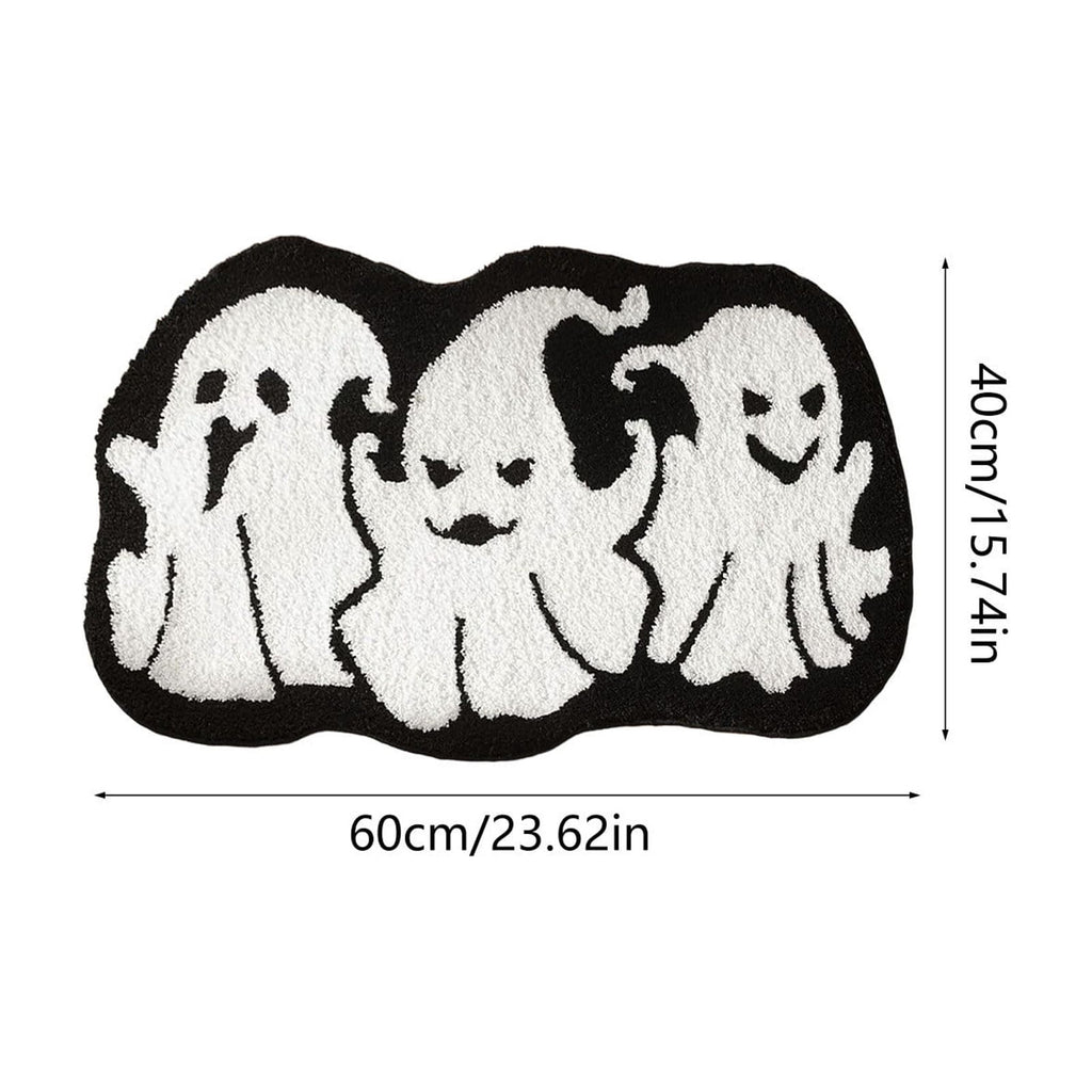 Halloween Doormat Ghost Bath Mat 23.6x15.7in Secure-Grip Absorbent Soft Faux Fur Rug for Bathroom Bedroom Living Room Decor by OVFUIZ