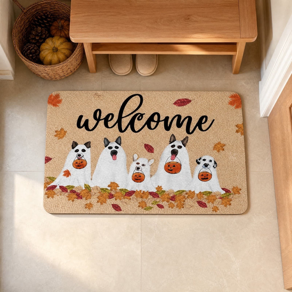 Halloween Doormat Vintage Retro Style Mat 23.6x15.7in Secure-Grip Absorbent Coir Look Entryway Rug for Front Porch Indoor Outdoor Decor by OVFUIZ