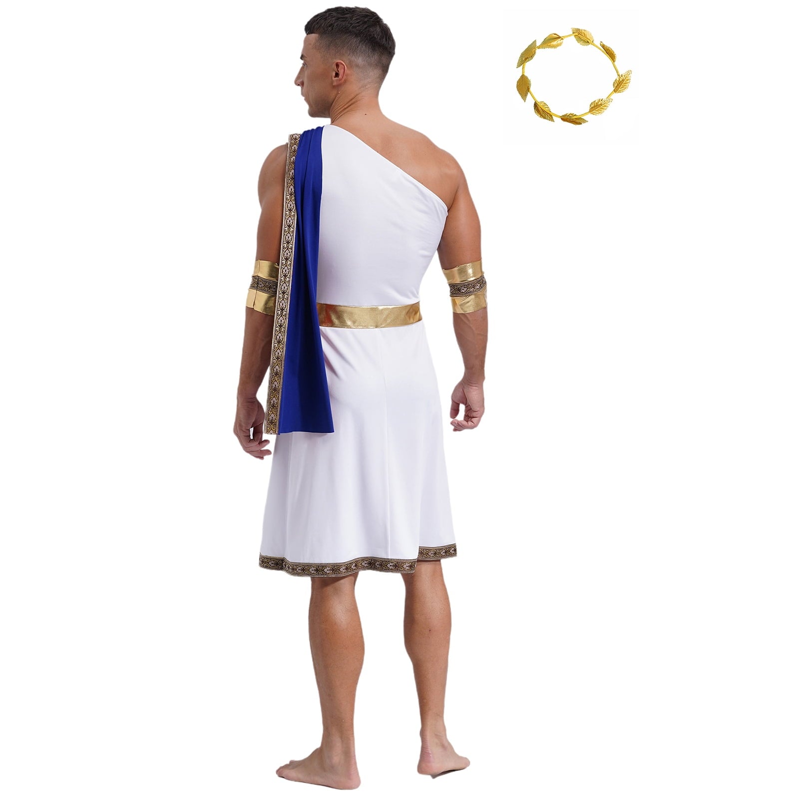 YiZYiF Mens Halloween Ancient Greek Cosplay Costume Roman Toga Caesar Party Fancy Dress Up Set Black S