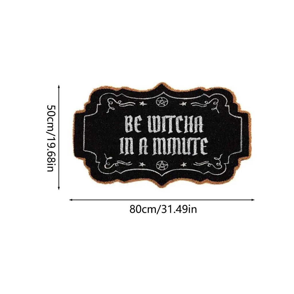 Be Witcha In A Minute Ornate Coir Doormat Halloween Decorations, Weather Resistant Non Slip Mat for Front Porch Witch Gothic Home Decor