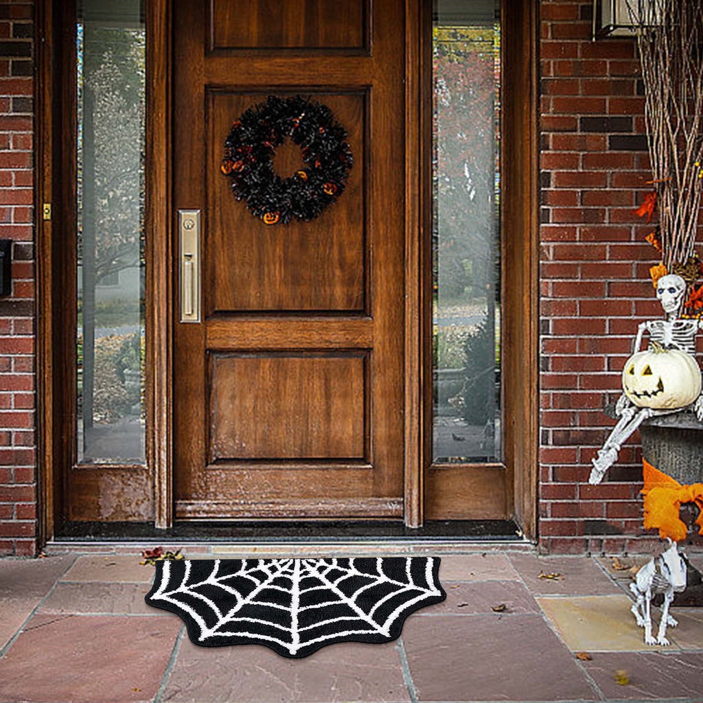 Harliver Spider Web Gothic Cute Fun Halloween Floor Mat, Non Slip Washable Welcome Door Mat, Fall Thanksgiving Rugs for Indoor Outdoor Entrance Home Bathroom Living Room Decor (Black)