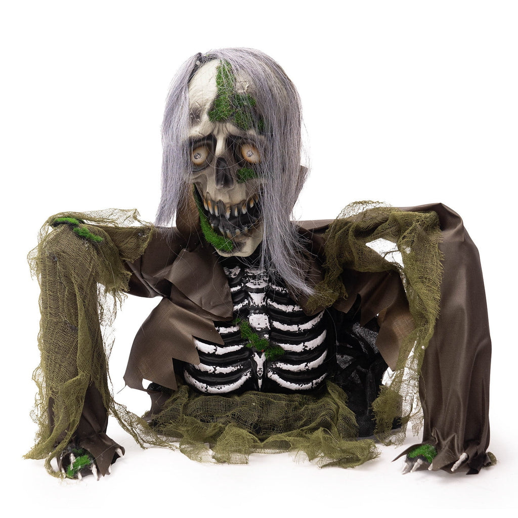 Summercome Halloween Outdoor Decoration Zombie Groundbreaker, Animatronics Zombie Props Halloween Outside Decor, Animated Groundbreaker with Sound & Glowing Eyes for Lawn Yard Haunted House Decor